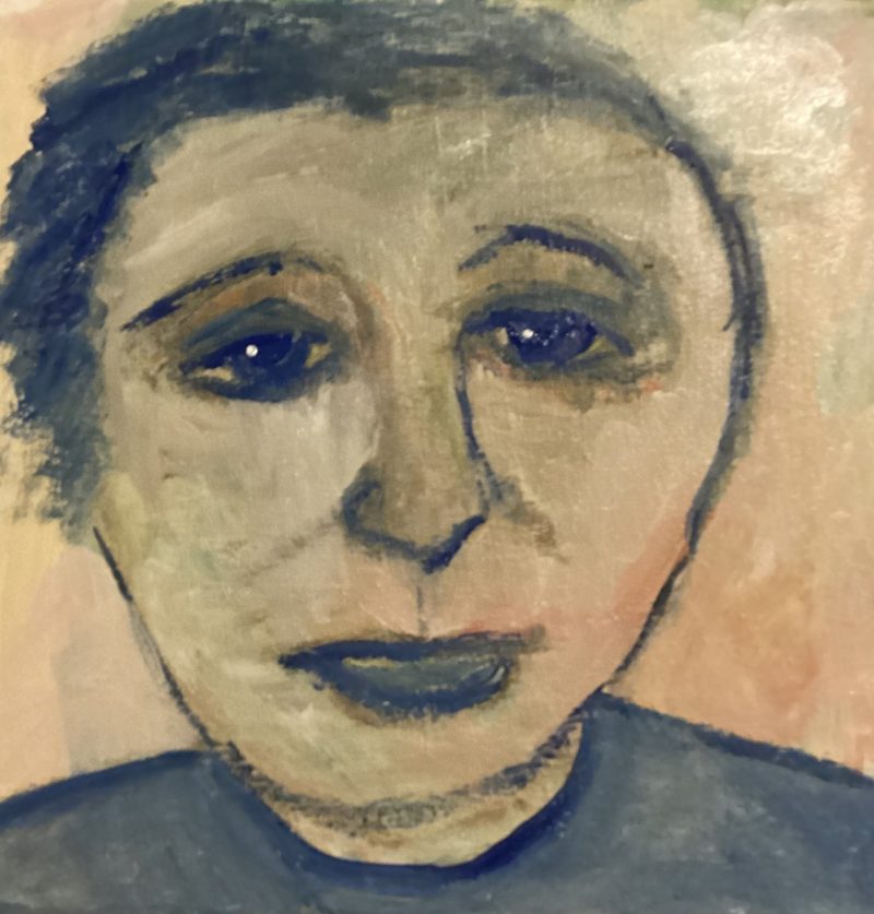 The man with blue hair