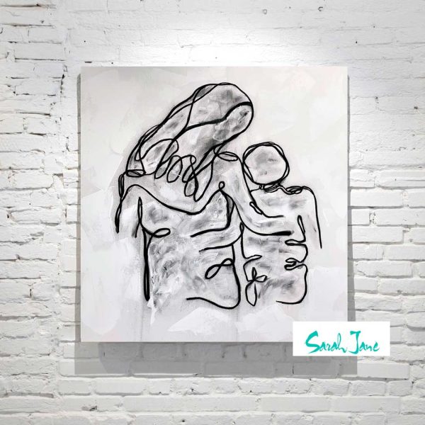 Line Art Mother And Son Black And White Titled Linear Xii Artist Sarah Jane