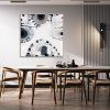 Home Interior, Modern Dark Dining Room Interior, Gray Empty Wall