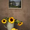 Rustic Bench With Sunflowers In Jug(9)