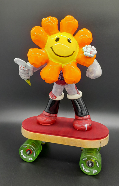 Flower Power Smiley Face Sculpture