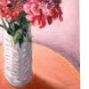 Vickie Liu Dahlias In White Vase Painting Signature 28x36cm