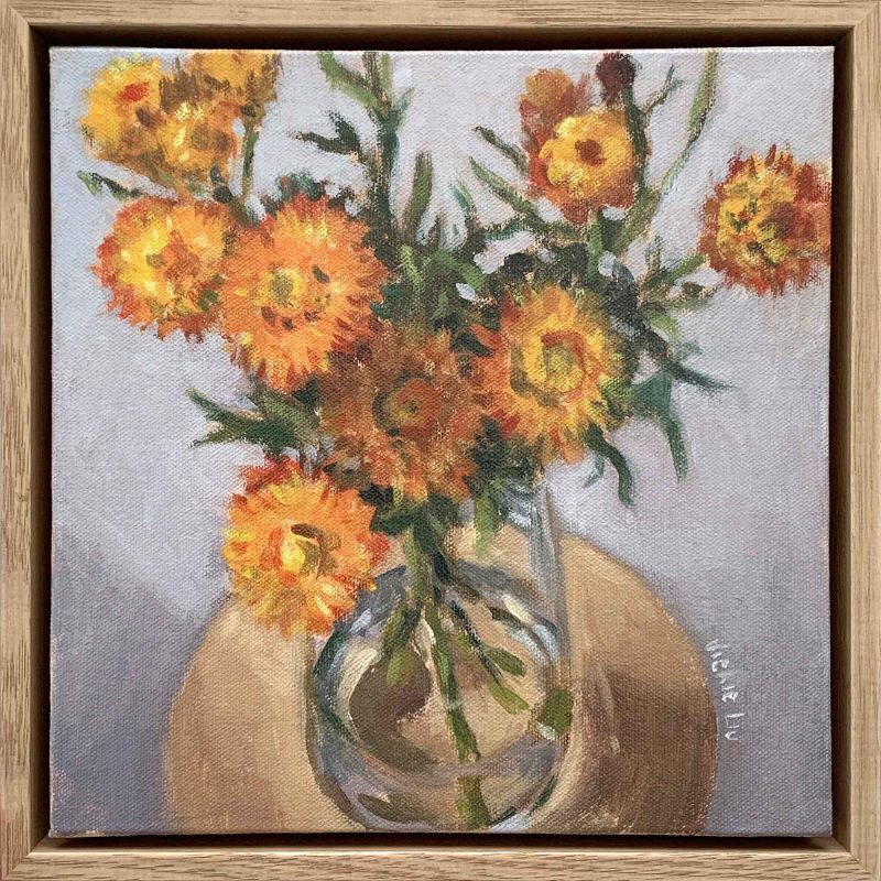 Paper Daisy Still Life Study 2 (Framed in Oak)