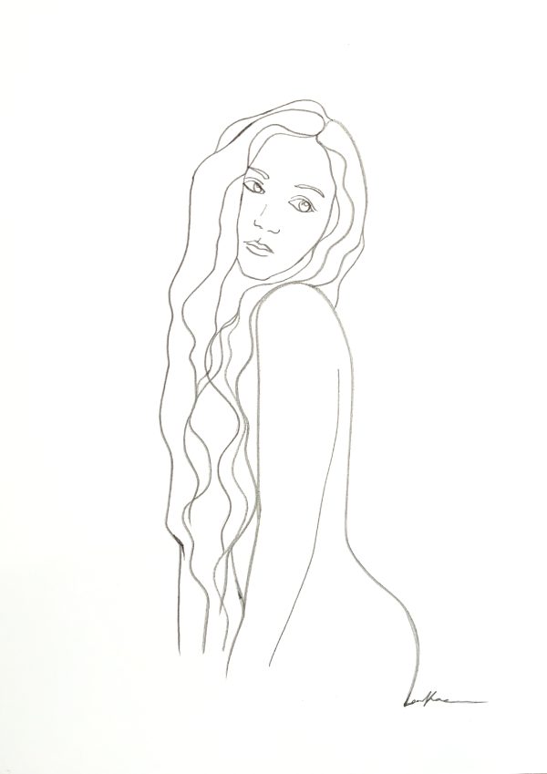 Sydney Artist Leni Kae One Last Look Charcoal Line Art Drawing Nude