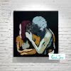 Black Canvas Painting Figurative Couple Kissing Colourful Titled Body Bloom Iv Sarah Jane Artist
