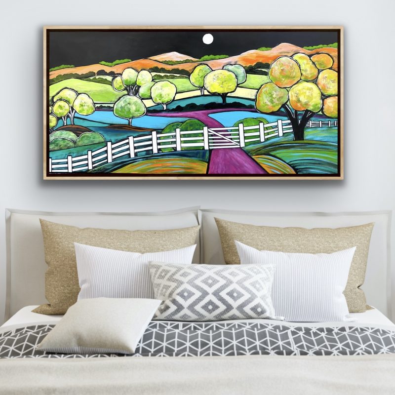 Moonlight and White Fences – Framed