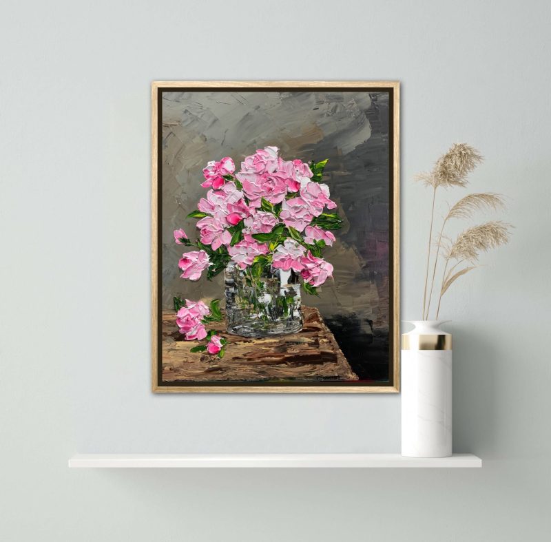 Pink Roses in Glass Vase