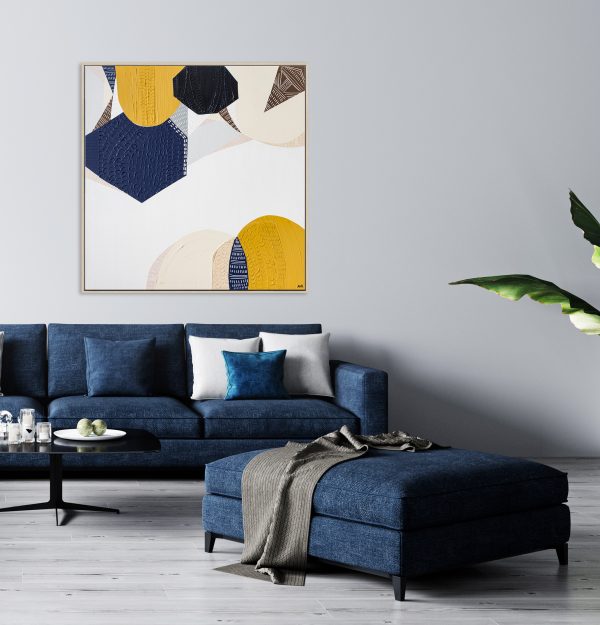 Stylish Interior Of Bright Living Room With Blue Sofa And Coffee