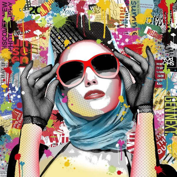 Brunette With Stylish Sunglasses And Scarf