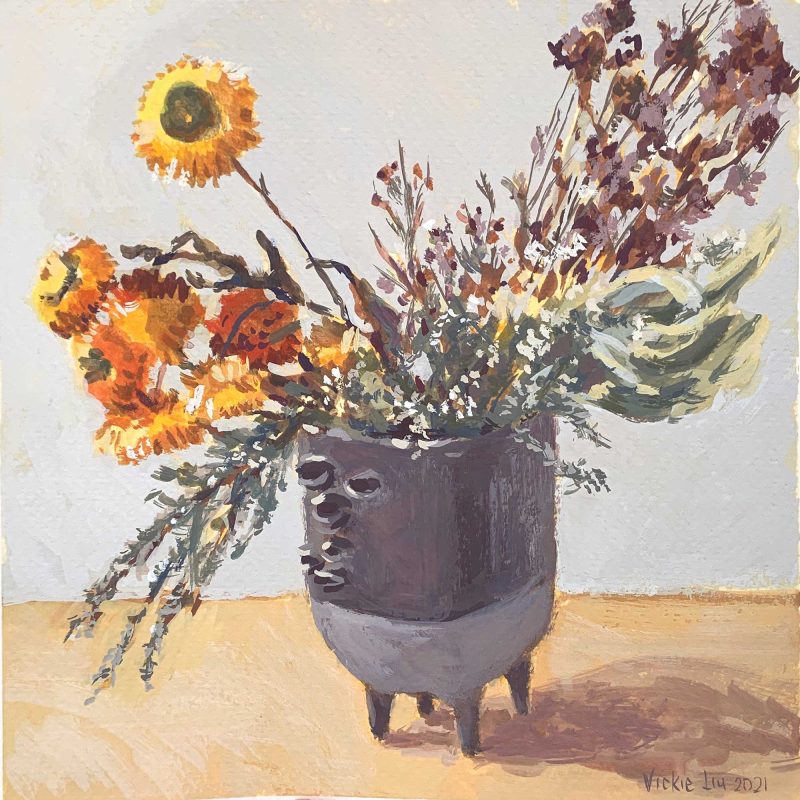 Dried Paper Flowers in Banksia Vase Study