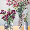 Vickie Liu Three Vases Of Spring Flowers Still Life Painting
