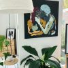 Contemporary Painting Couple Kissing Black Canvas Body Bloom Iv Sarah Jane Artist