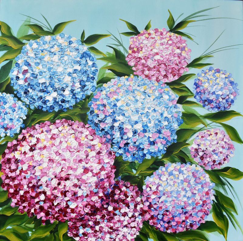 Beautiful Hydrangea textured painting