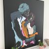 Romantic Painting Colourful Man Holding Woman Black Canvas Body Bloom Iii Close Up Detail