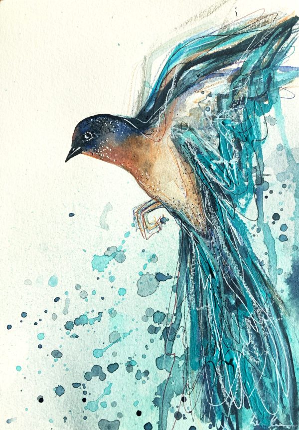 Sydney Artist Leni Kae Small Swallow A5 Work On Paper