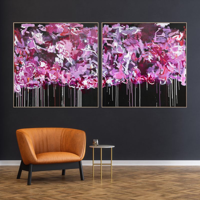 Entangle Me – Pink Abstract Diptych
