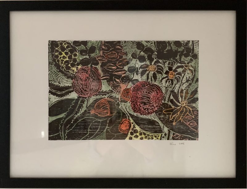 Nativity hand coloured framed