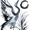 Sydney Artist Leni Kae Brolga Spirit Dance Sumi E Inspired Art