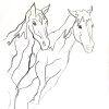 Sydney Artist Leni Kae Wild Horses In The Wind Line Art Drawing (1)
