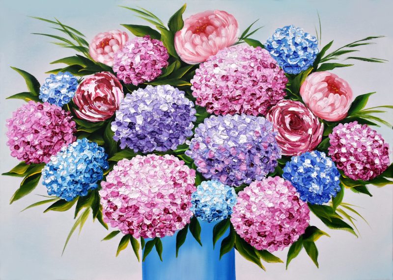 Hydrangea Bouquet textured painting