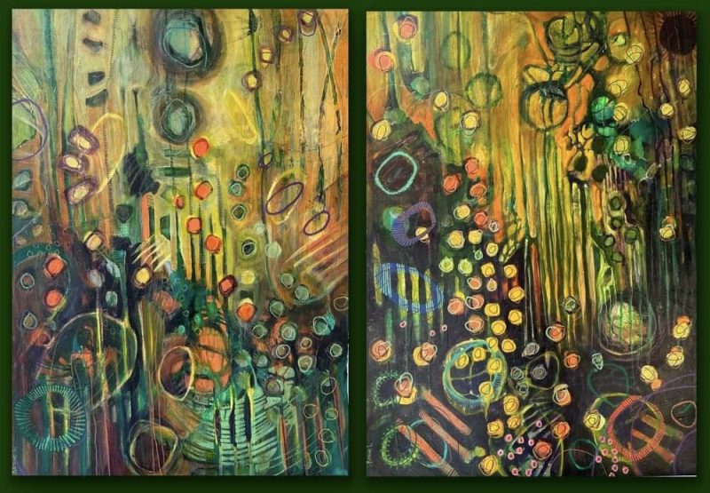 Diptych Tip Toe Through The Daisies & Gazza, The Lawn Needs Cutting