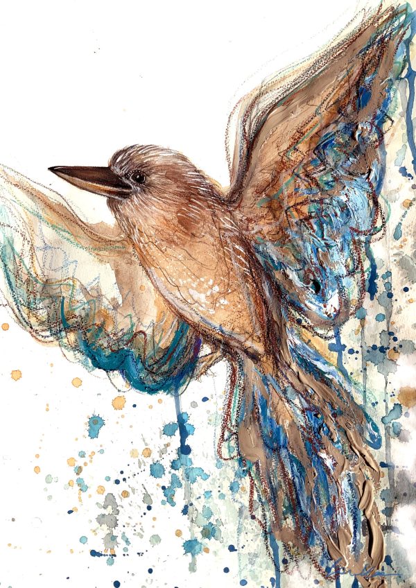 1. Sydney Artist Leni Kae Kookaburra Winged Spirit Watercolour On Paper