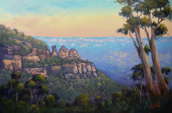 2022p827 Last Light On Three Sisters From Eagle Hawk Lookout V2