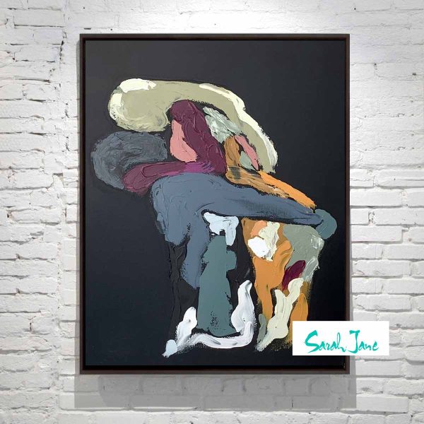 Black Canvas Painting Figurative Abstract Man Proposing Colourful Titled Body Bloom Vi Artist Sarah Jane