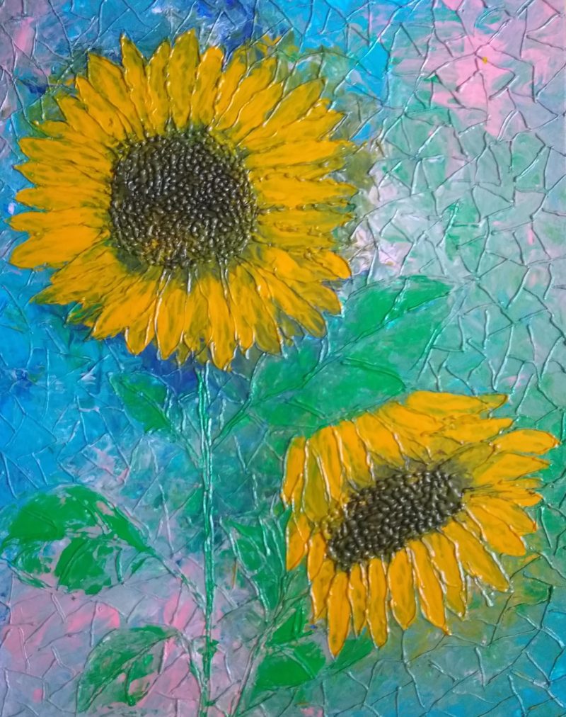 Sunflowers Textured Mosaic style