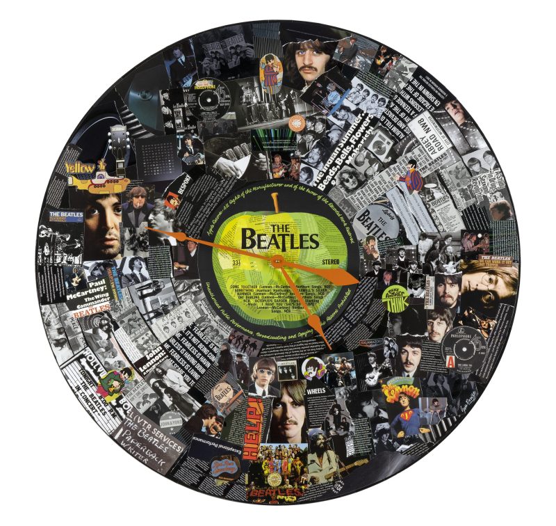 The Beatles Vinyl CLOCK – Original Collage