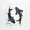 1 Sydney Artist Leni Kae Yinyang Sumi E Style Koi Fish Original Art