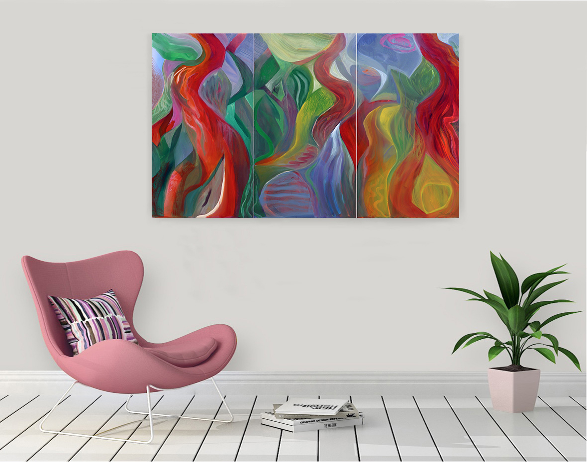 Triptych Interior Pink Chair