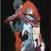 Black Canvas Painting Figurative Couple Hugging Colourful Titled Body Bloom Viii Artist Sarah Jane