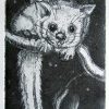 Etching. Golden Brush Tailed Possum With Her Baby Sm