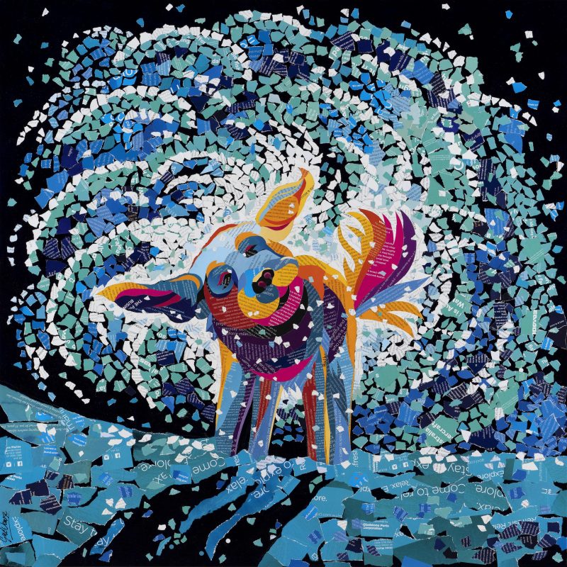 Wet Dog Shaking – Original Collage