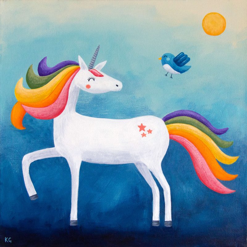 Unicorn and the Bluebird – Square