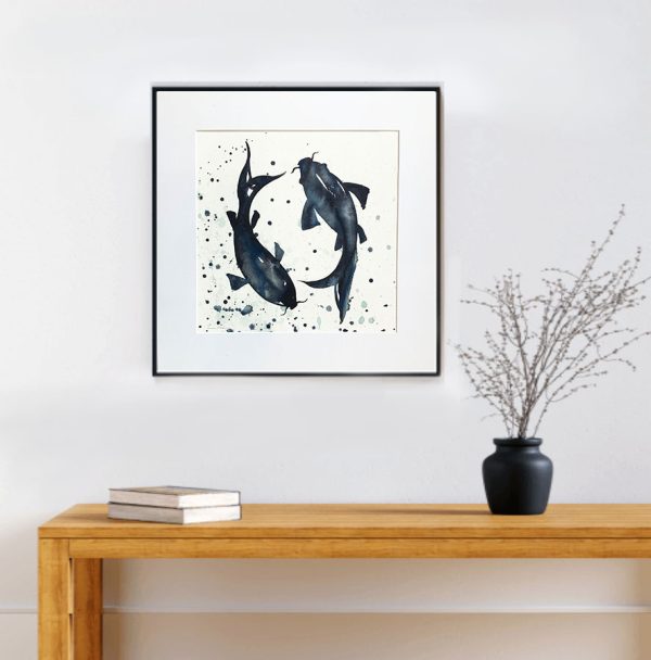Sydney Artist Leni Kae Koi Fish Yin Yang Spirit Sumi E Inspired Design Interior Design