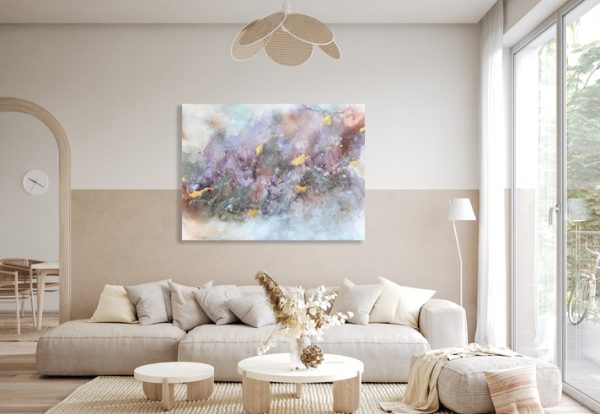 Home Interior In Boho Style, Living Room In Pastel Beige Colors