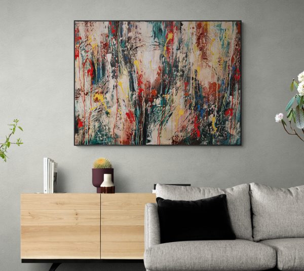 Living Room With Cabinet And Plants