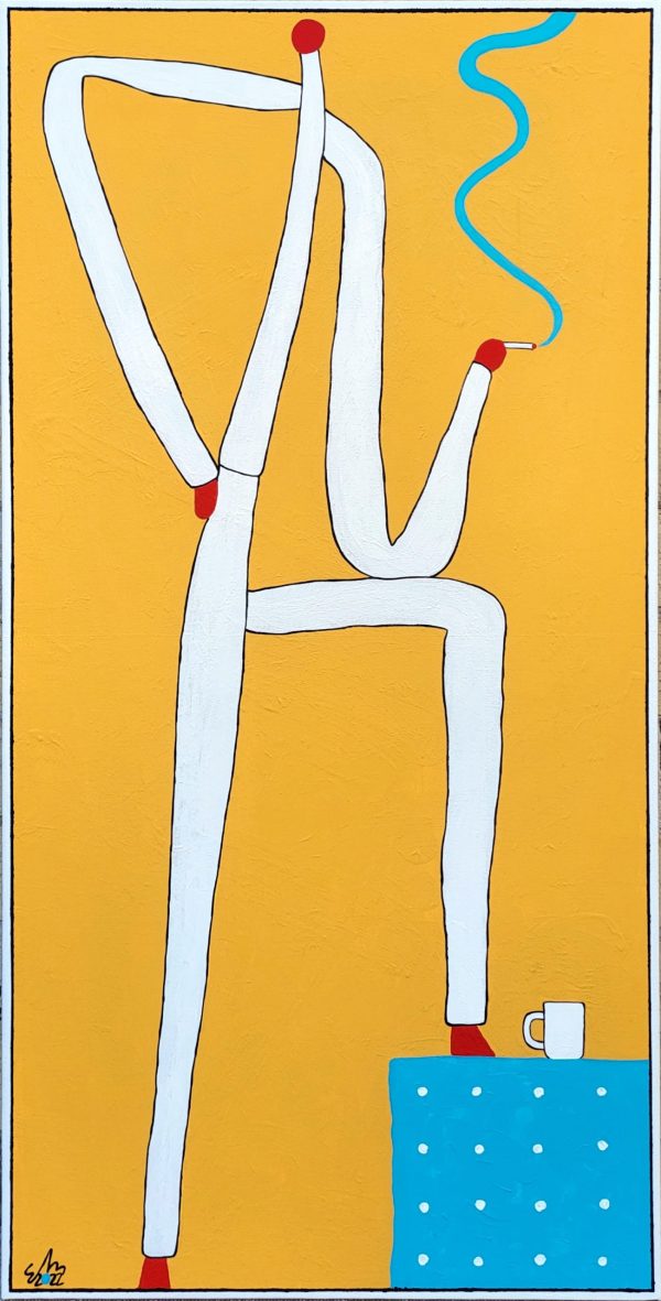 Smoko 2022 Acrylic On Canvas 45.7cm X 91.5cm X 3.8cm