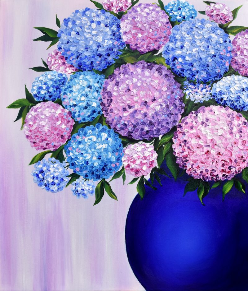 Hydrangea bouquet textured painting