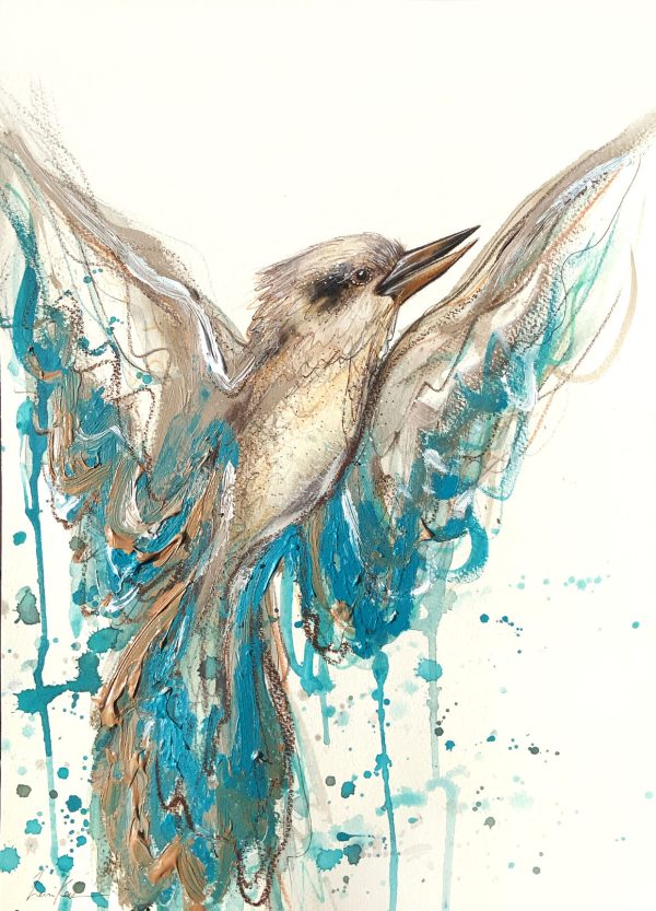 Sydney Artist Leni Kae Blue Winged Kookaburr Spirit Bird Art