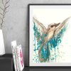Sydney Artist Leni Kae Blue Winged Kookaburra Flying Bird Original Art Framed