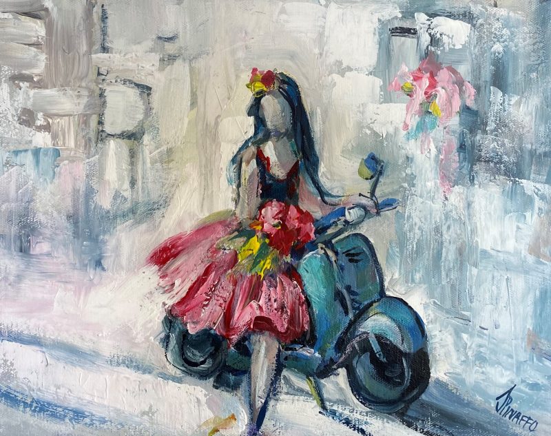 The flower girl on Vespa