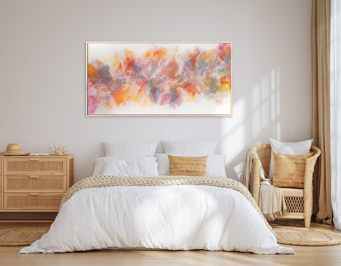 Home Mockup, Bedroom Interior Background With Rattan Furniture And Blank Wall, Coastal Style