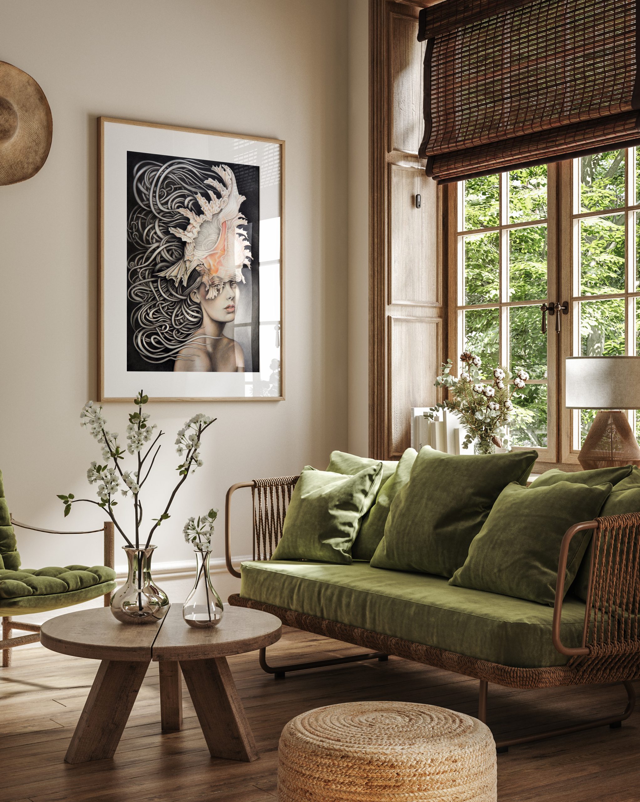 Rose Murex In Green Exotic Interior