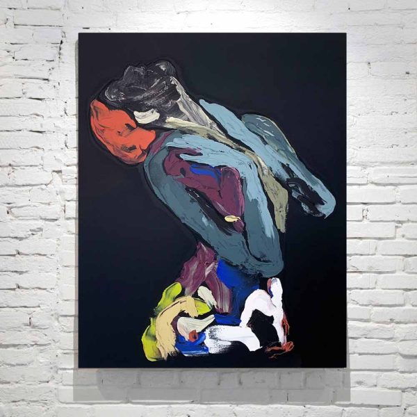 Black Canvas Painting Figurative Sultry Woman Vibrant Colours Titled Body Bloom Xi Artist Sarah Jane