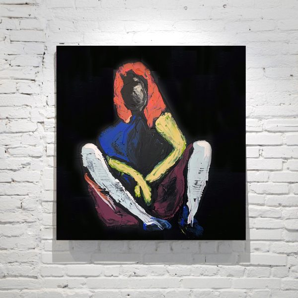 Black Canvas Painting Figurative Chick With Attitude Vibrant Colours Titled Body Bloom X Sarah Jane Artist