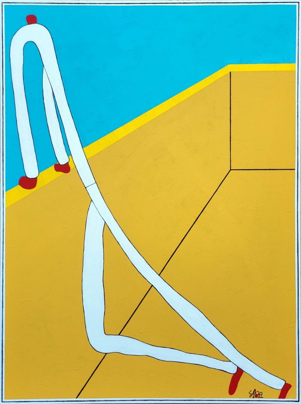 On The Balcony 2022 Acrylic On Canvas 76.2cm X 101.6cm X 3.8cm