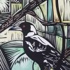 To The West By Nicola Cowie Linocut Magpies